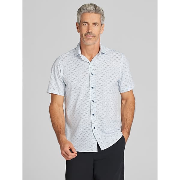 Awearness Kenneth Cole Big & Tall Men's CHILLFLEX Modern Fit 4-Way Stretch Short Sleeve Button Up Shirt White - Size: 2XLT