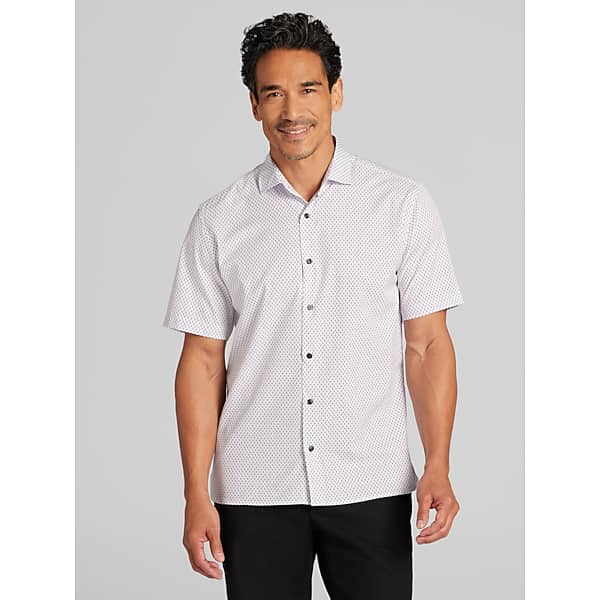 Awearness Kenneth Cole Big & Tall Men's CHILLFLEX Modern Fit 4-Way Stretch Short Sleeve Button Up Shirt Purple - Size: XLT