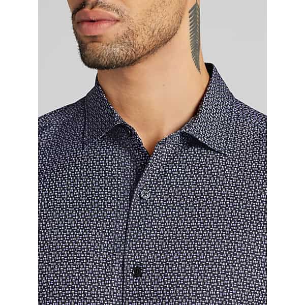 Awearness Kenneth Cole Big & Tall Men's CHILLFLEX 4-Way Stretch Button Up Shirt Black/Purple - Size: LT