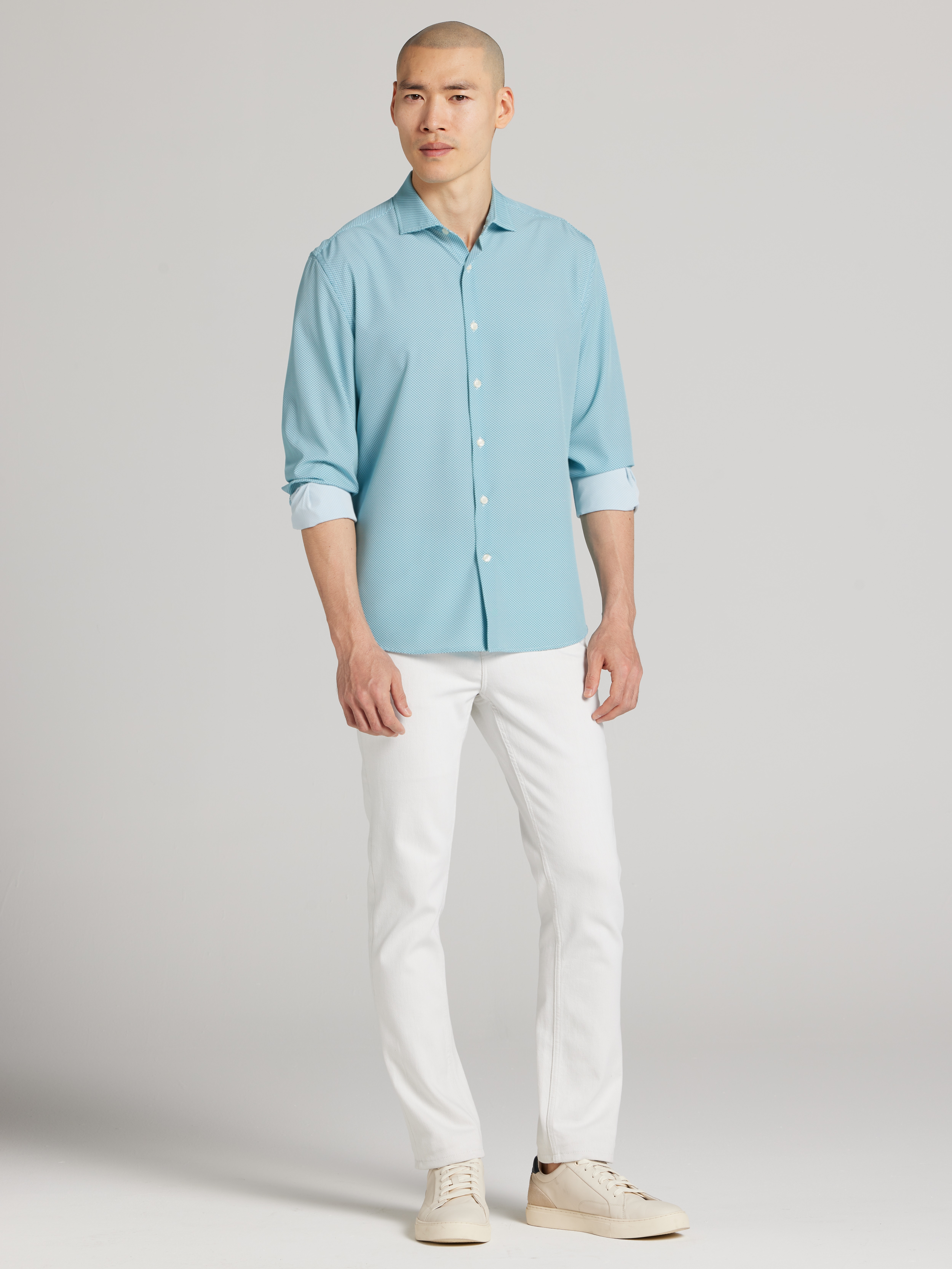 Slim Fit 4-Way Stretch Button Up Shirt