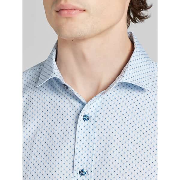 Awearness Kenneth Cole Men's CHILLFLEX 4-Way Stretch Button Up Shirt Light Blue - Size: Large