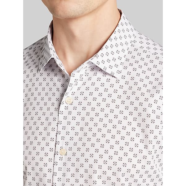 Awearness Kenneth Cole Big & Tall Men's CHILLFLEX 4-Way Stretch Button Up Shirt White/Grey - Size: 1X