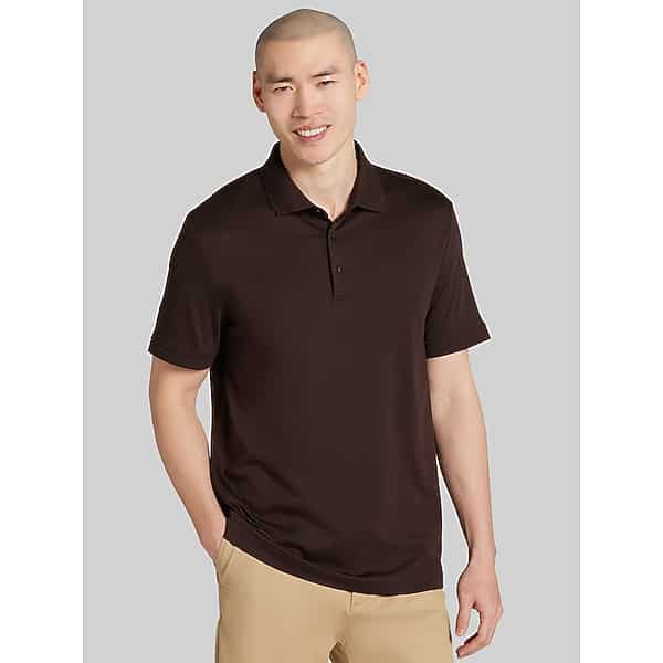 Joseph Abboud Men's Modern Fit Ultra-Soft Stretch Cotton Polo Mole - Size: Large