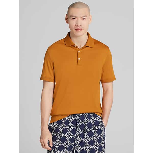 Joseph Abboud Big & Tall Men's Modern Fit Ultra-Soft Stretch Cotton Polo Dark Yellow - Size: XXL