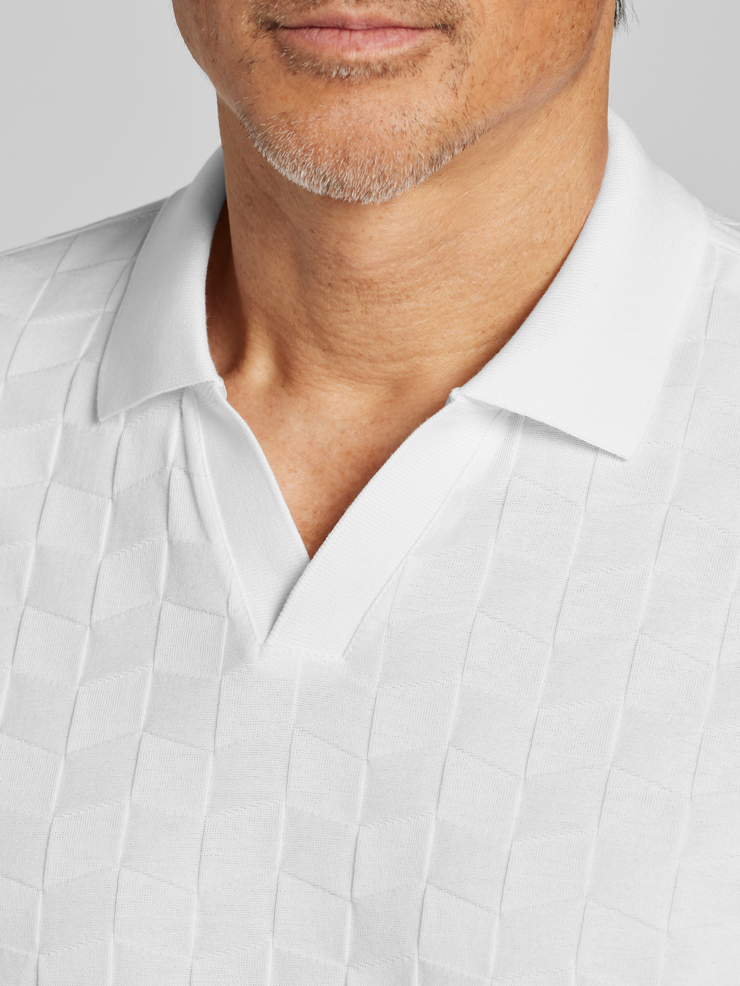 Slim Fit Johnny Collar Jacquard Polo