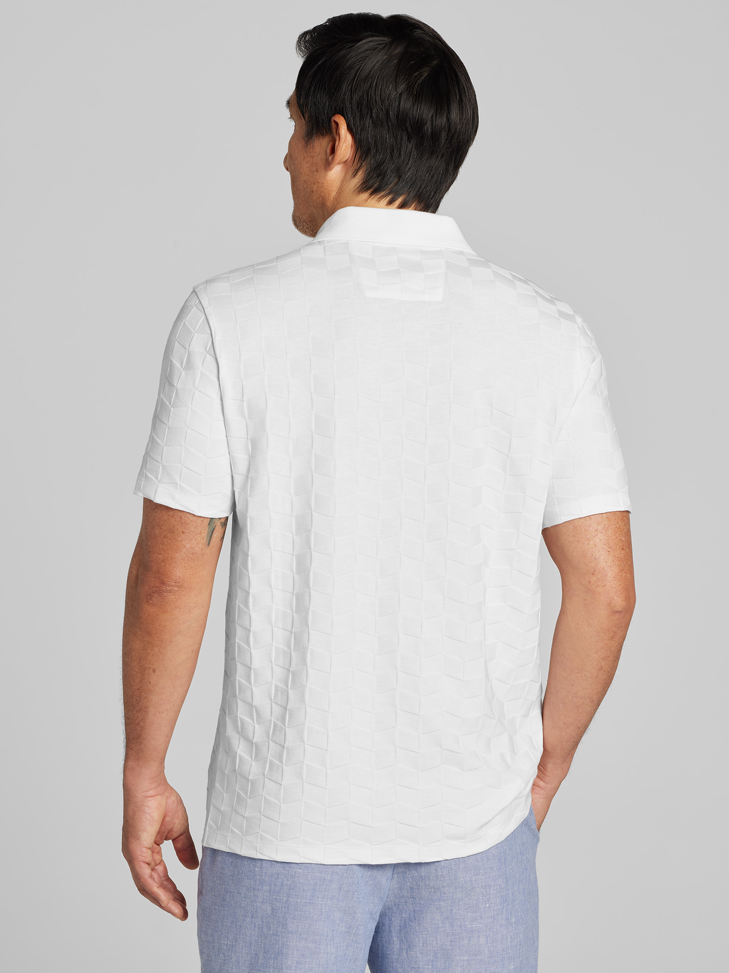 Slim Fit Johnny Collar Jacquard Polo