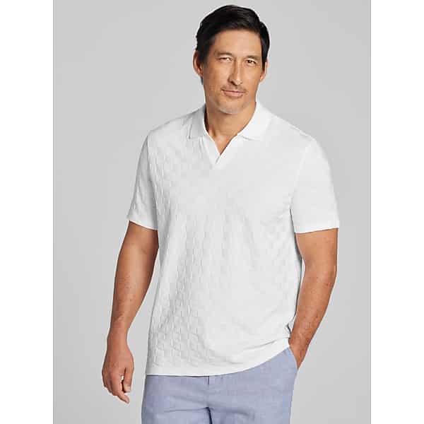 Awearness Kenneth Cole Big & Tall Men's Textured Knit Johnny Collar Polo Bright White - Size: 2X