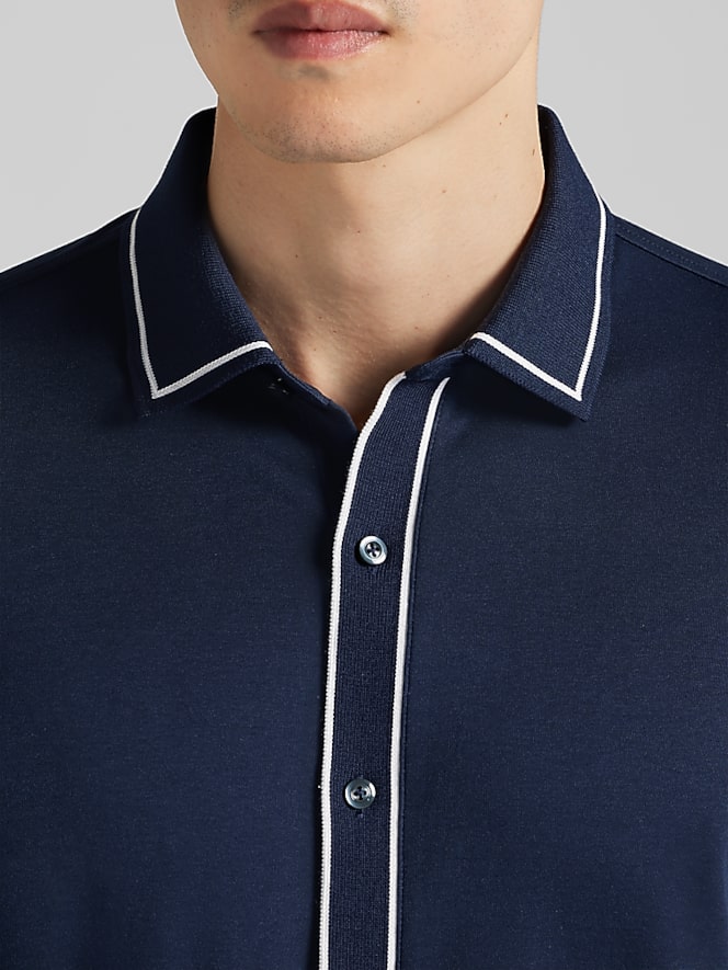 Joseph Abboud Modern Fit Cotton Modal Short Sleeve Button Up Shirt