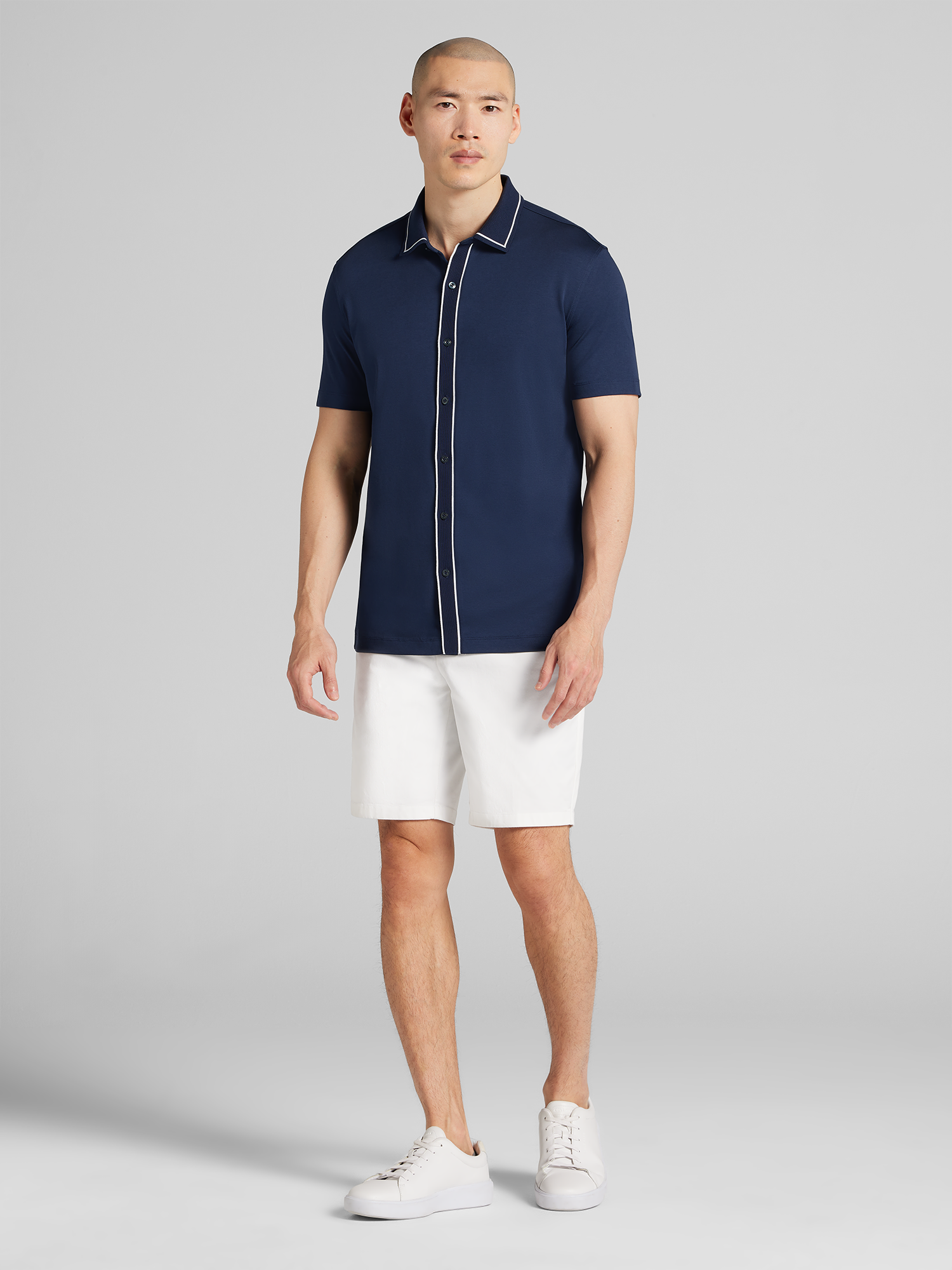 Modern Fit Cotton Modal Short Sleeve Button Up Shirt