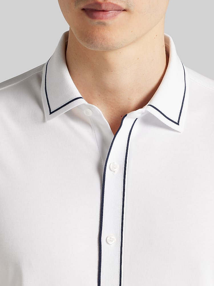 Joseph Abboud Modern Fit Cotton Modal Short Sleeve Button Up Shirt
