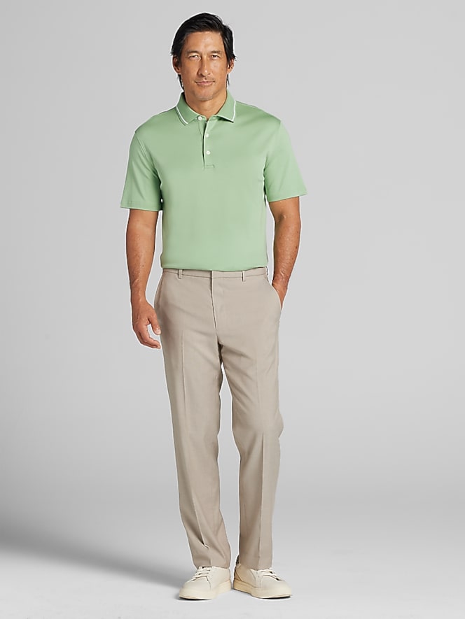 Joseph Abboud Modern Fit Ultra-Soft Cotton Tipped Collar Polo, Basil - Image 3 of 4