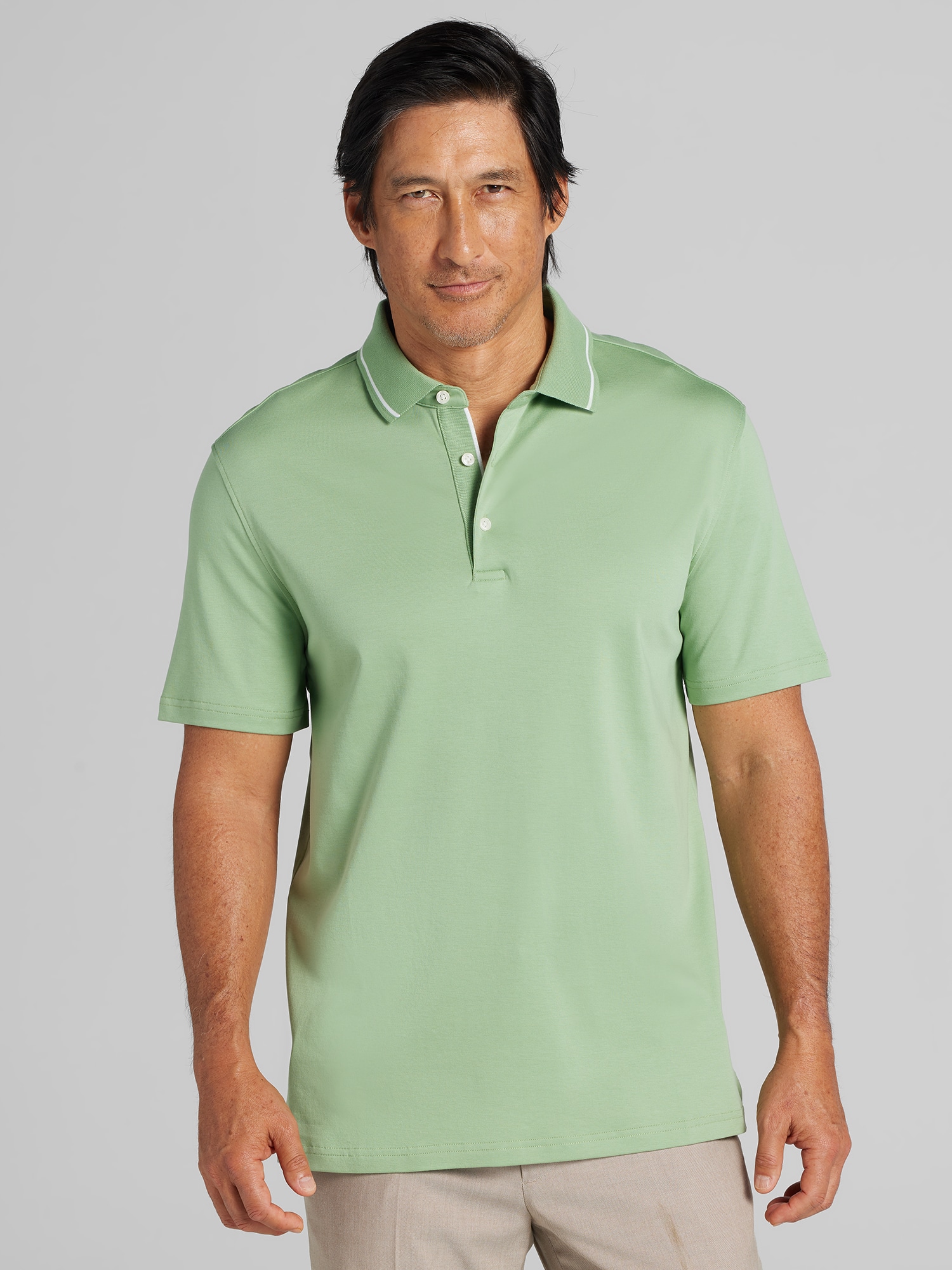 Joseph Abboud Modern Fit Ultra-Soft Cotton Tipped Collar Polo