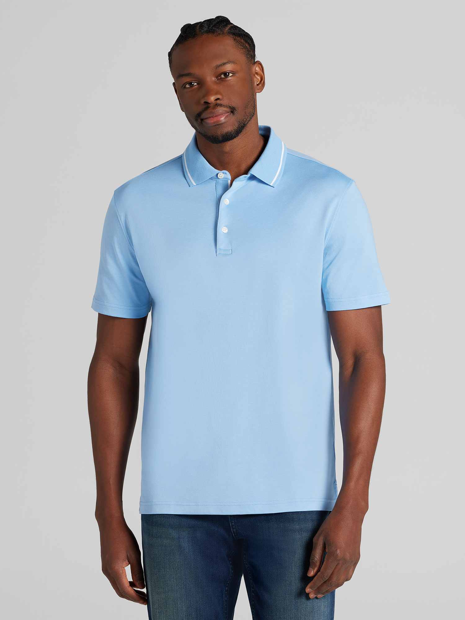 Joseph Abboud Modern Fit Ultra-Soft Cotton Tipped Collar Polo