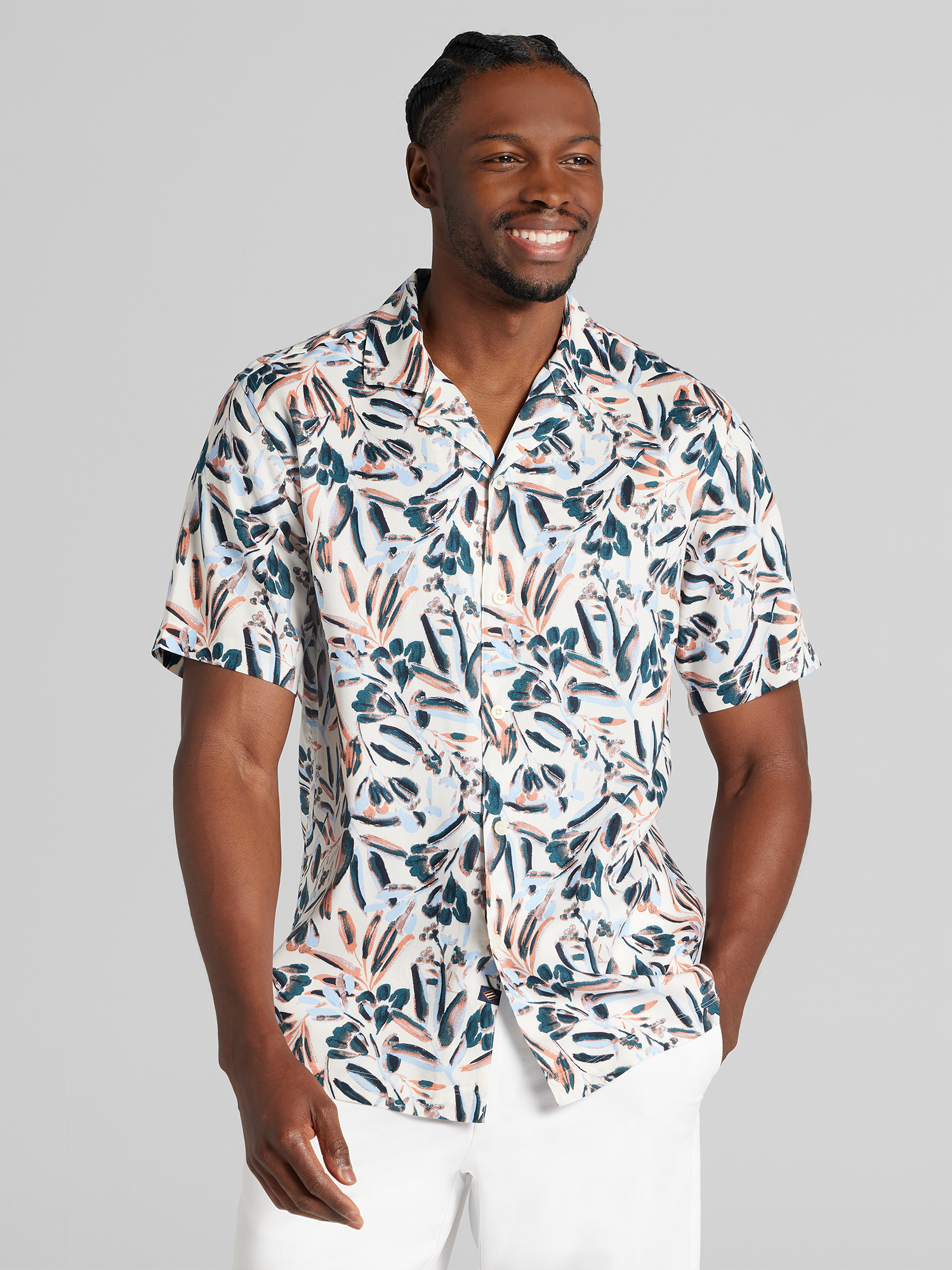 Modern Fit Rayon Short Sleeve Camp Shirt
