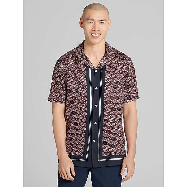 Joseph Abboud Big & Tall Men's Modern Fit Lightweight Short Sleeve Camp Shirt Navy - Size: XXL