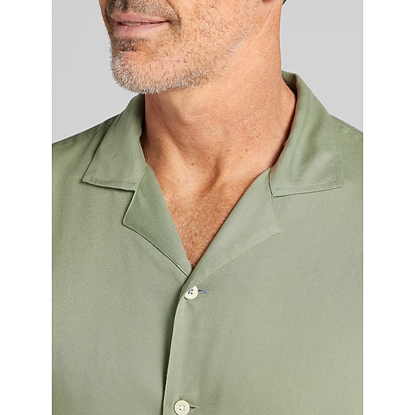 Joseph Abboud Big & Tall Men's Modern Fit Lightweight Short Sleeve Camp Shirt Green - Size: 2X