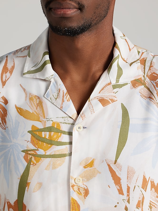 Joseph Abboud Modern Fit Lightweight Short Sleeve Camp Shirt, Multi ...