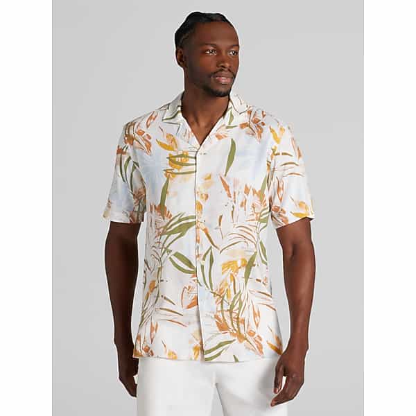 Joseph Abboud Men's Modern Fit Lightweight Short Sleeve Camp Shirt Multi - Size: Medium