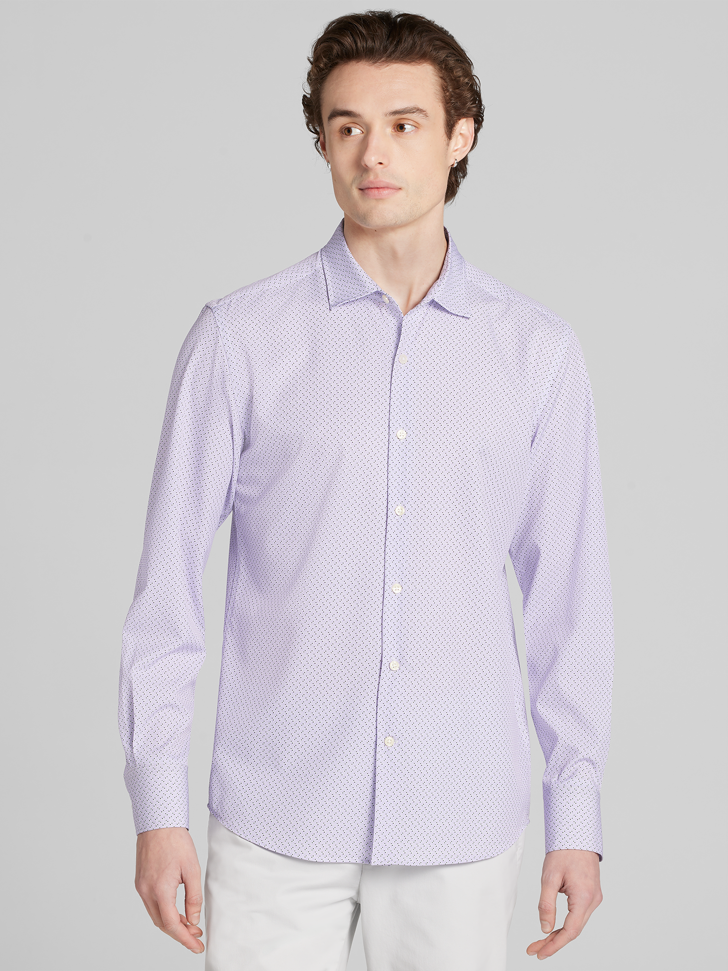 Micro-Dot 4-Way Stretch Button Up Shirt