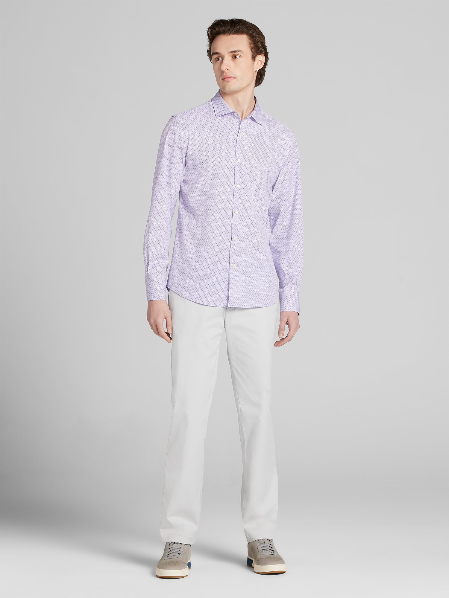 Micro-Dot 4-Way Stretch Button Up Shirt