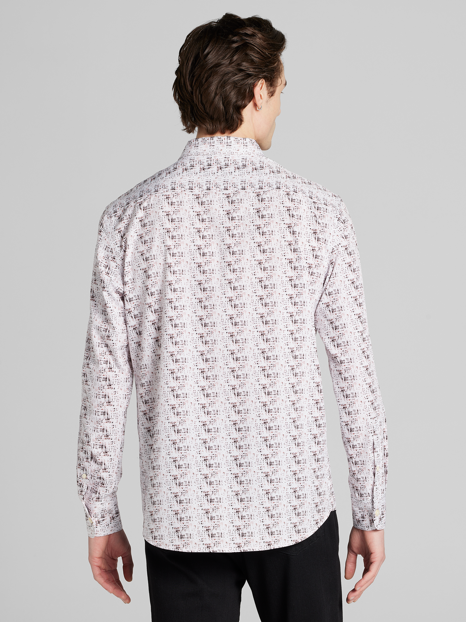 Abstract Grid 4-Way Stretch Button Up Shirt