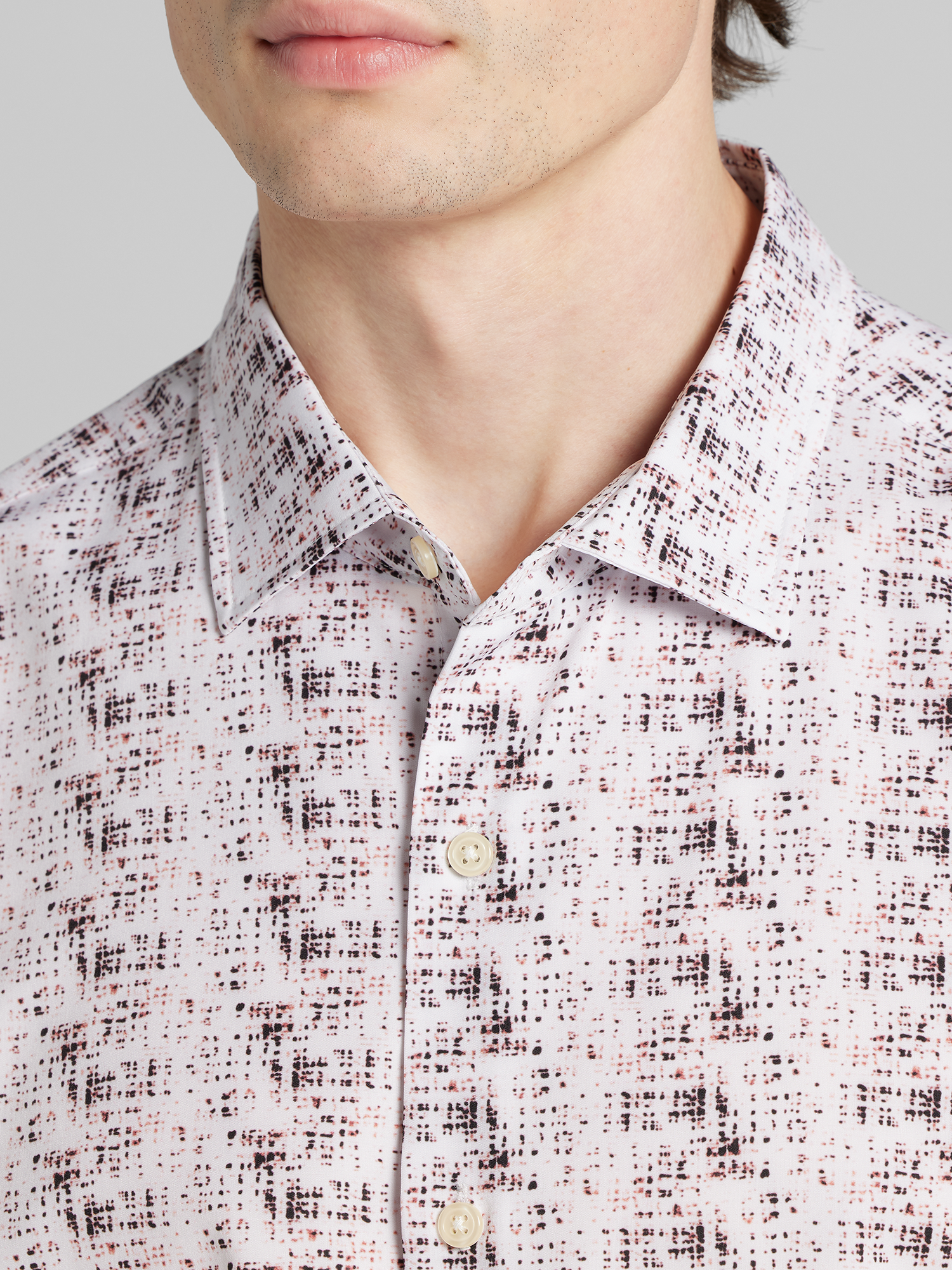 Abstract Grid 4-Way Stretch Button Up Shirt
