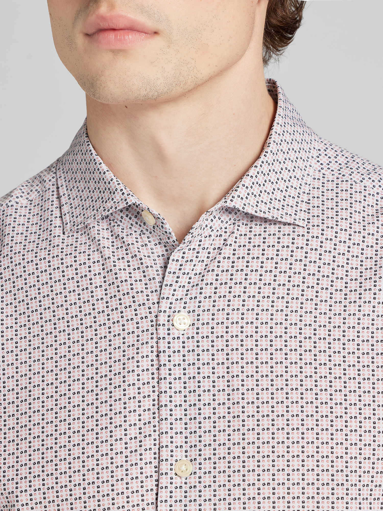 Slim Fit Woven 4‑way Stretch Short Sleeve Button Up Shirt