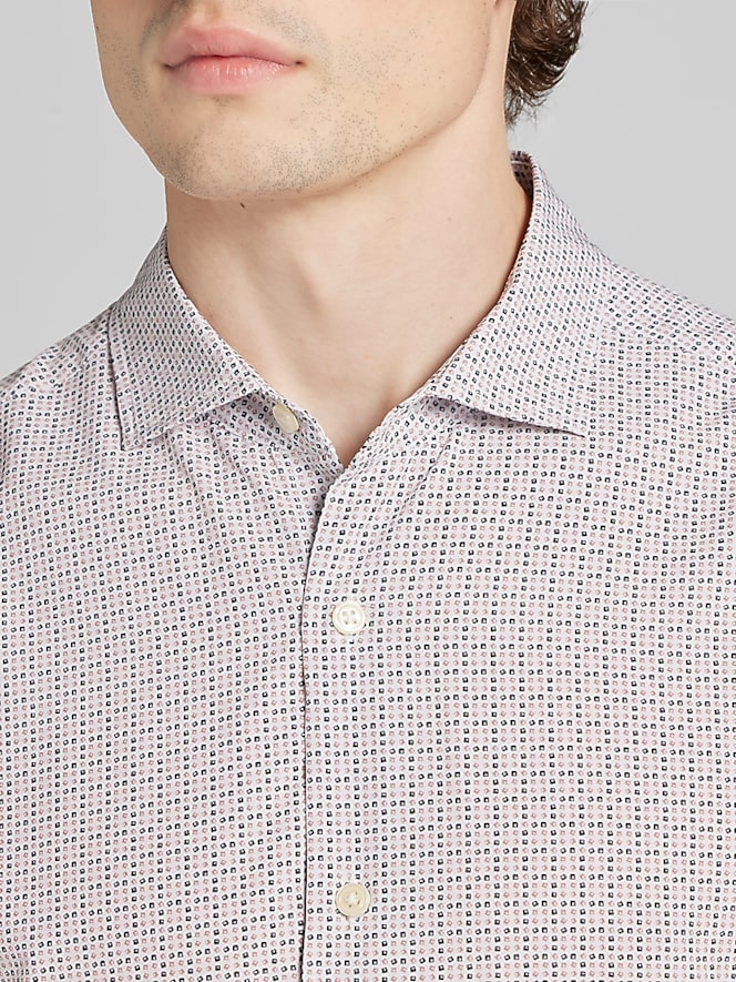 Awearness Kenneth Cole Slim Fit Woven 4‑way Stretch Short Sleeve Button Up Shirt