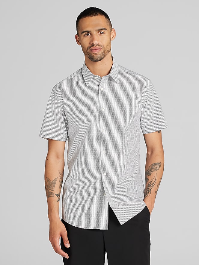 Awearness Kenneth Cole Slim Fit Short Sleeve Button Up Shirt