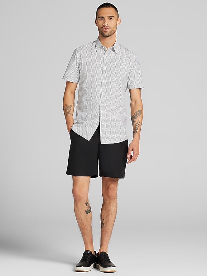 Awearness Kenneth Cole Slim Fit Short Sleeve Button Up Shirt