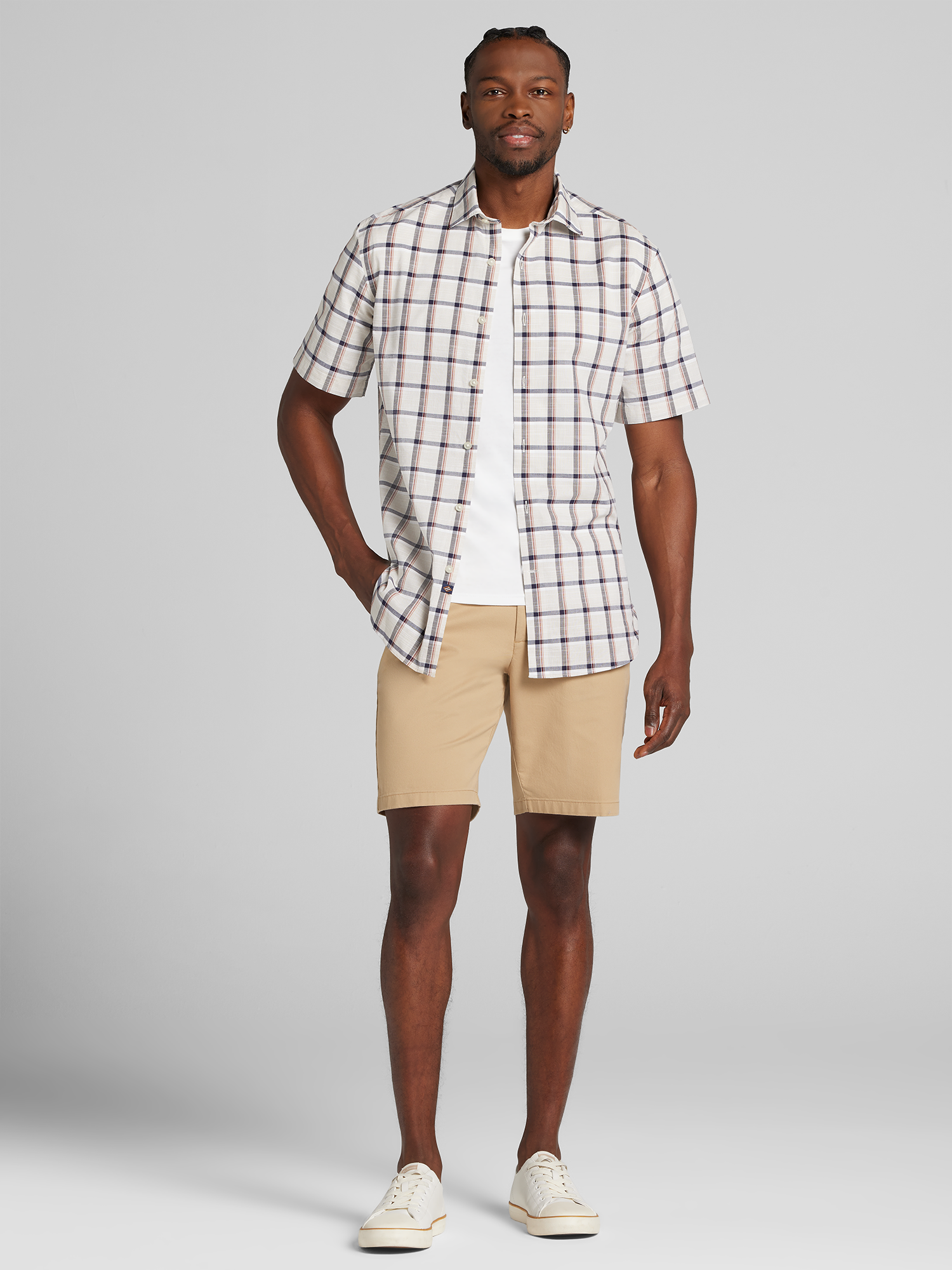 Slim Fit Ombre Plaid Woven Button Up Shirt