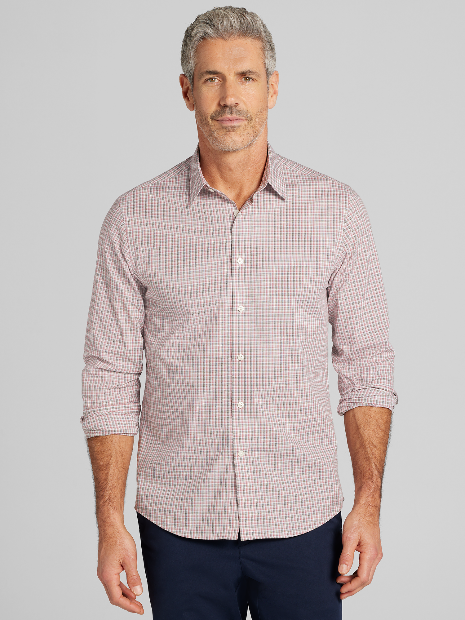 CHILLFLEX Slim Fit Dobby Check Button Up Shirt