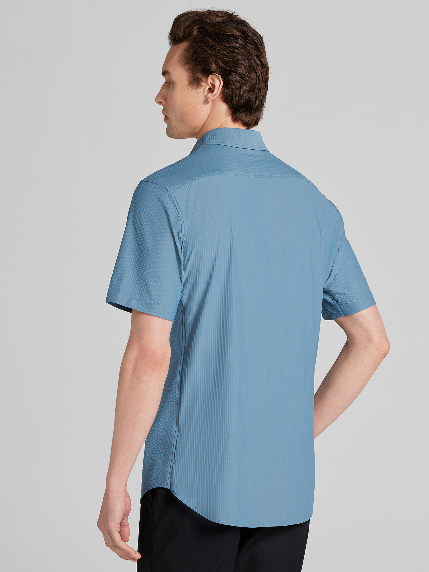 Slim Fit Patterned Short Sleeve Button Up Shirt