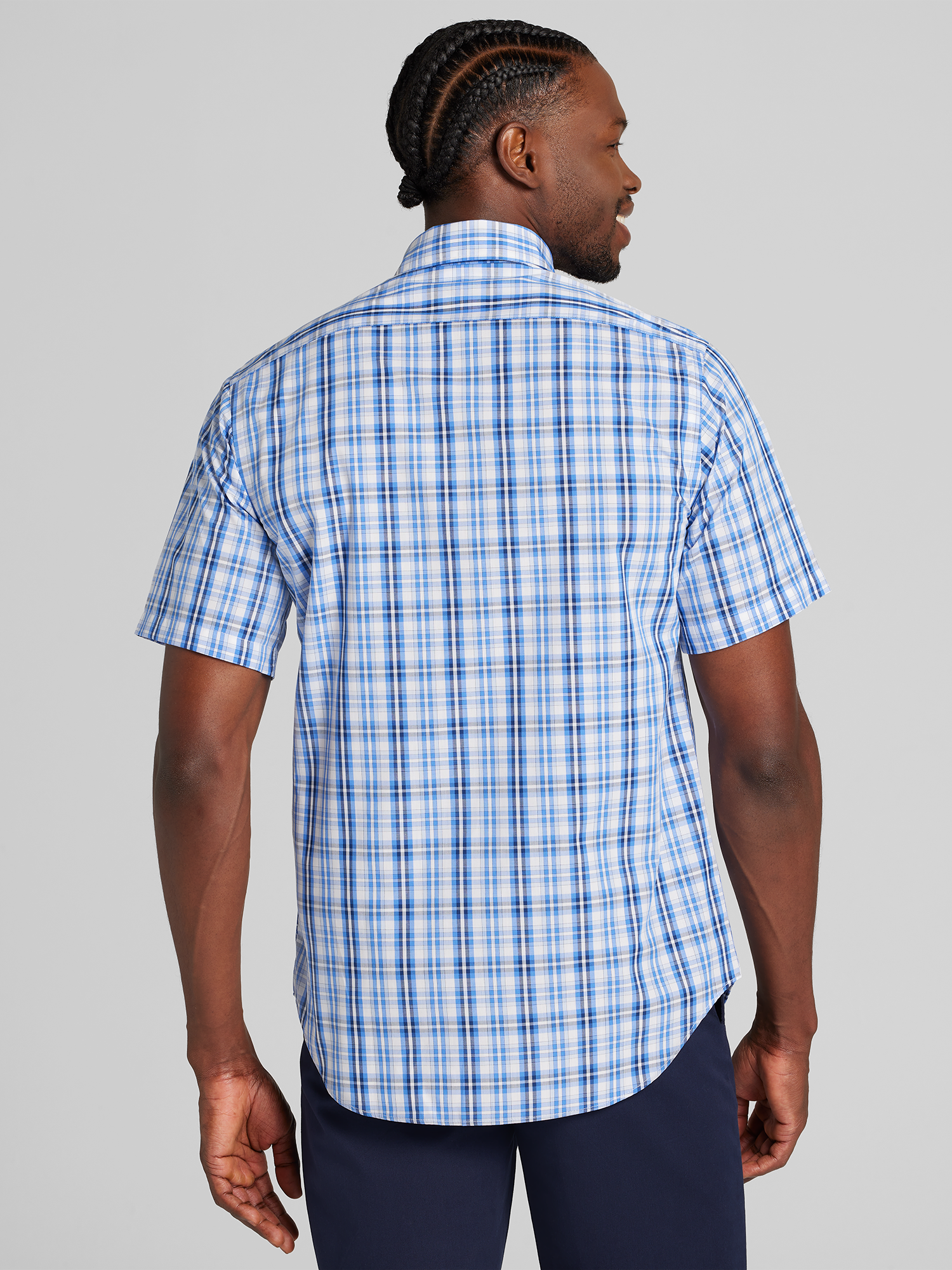 Modern Fit Plaid Short Sleeve Button Up Shirt