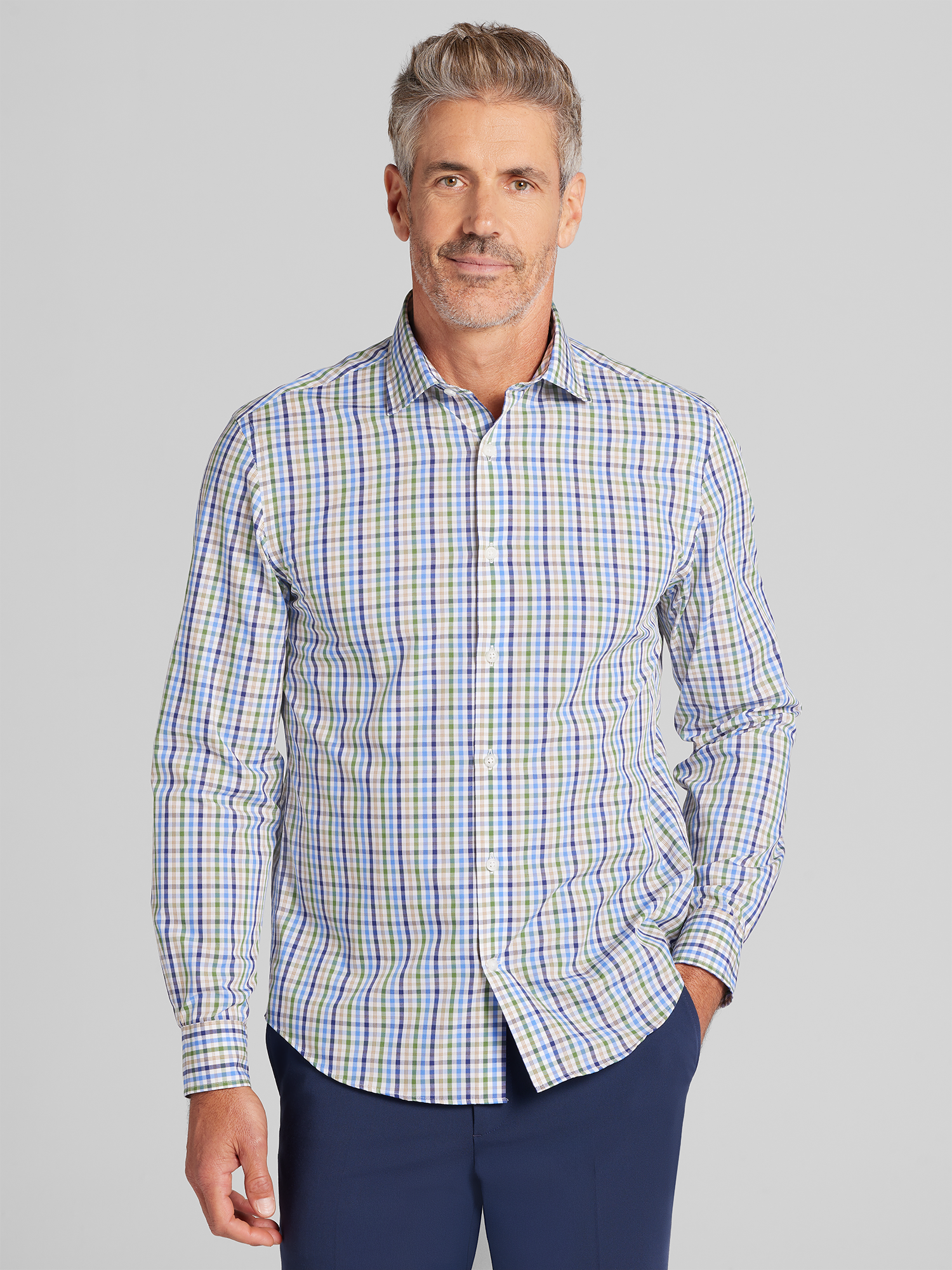 Modern Fit Roadmap Check Button Up Shirt