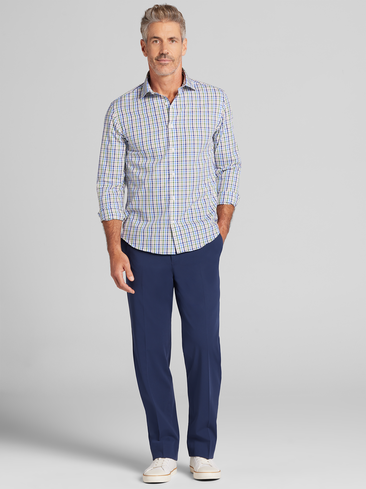 Modern Fit Roadmap Check Button Up Shirt