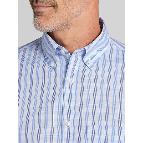 Wilke-Rodriguez Big & Tall Men's Modern Fit Plaid Button Up Shirt Blue/Navy - Size: LT