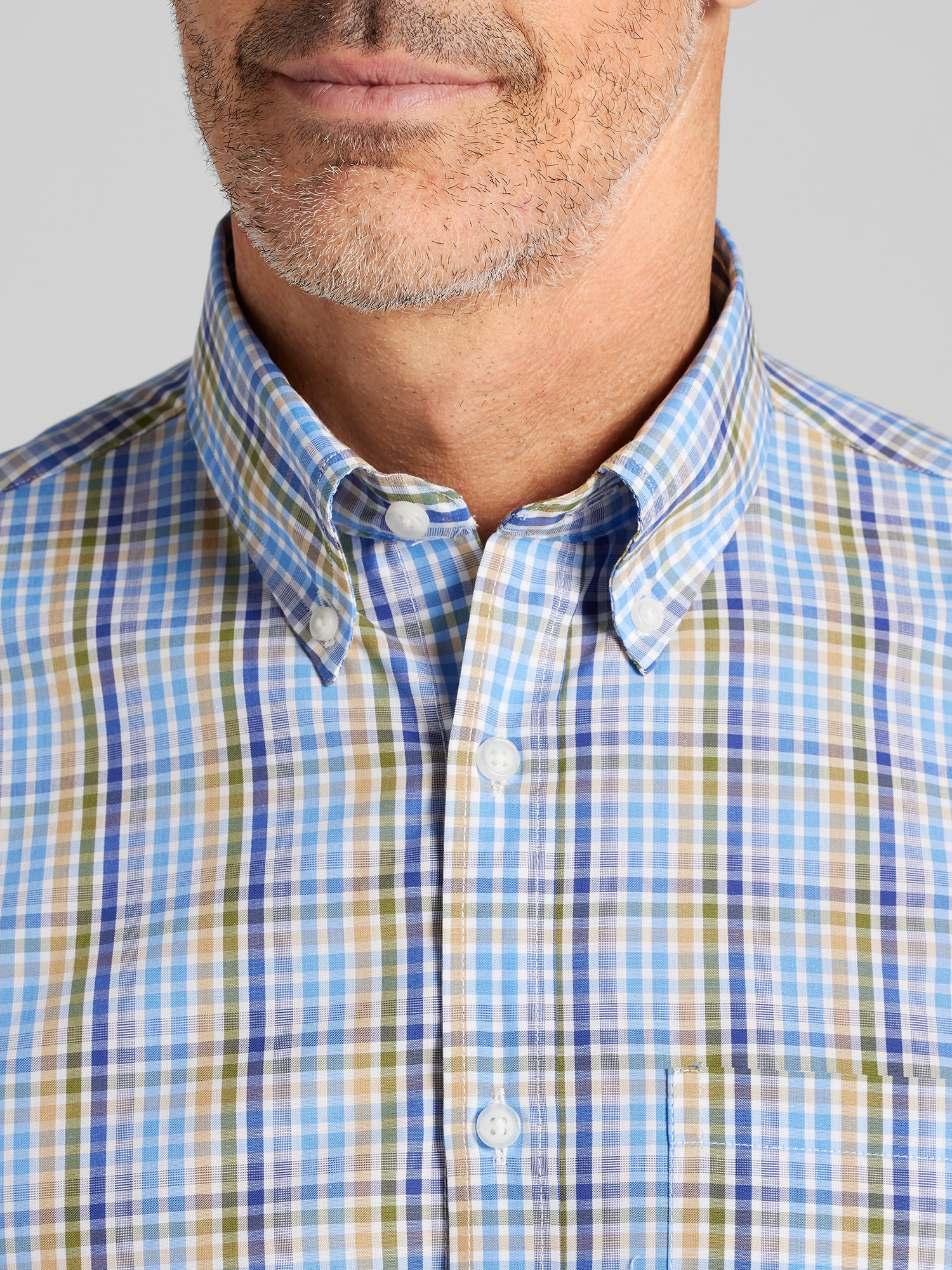 Modern Fit Check Button Up Shirt