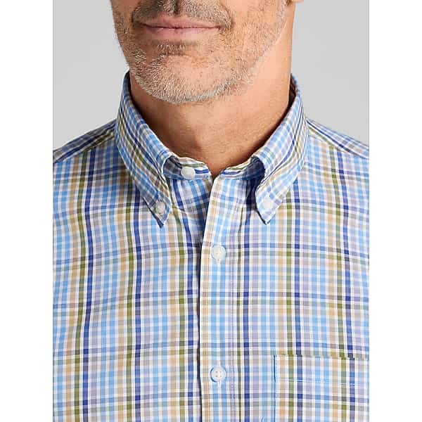 Wilke-Rodriguez Big & Tall Men's Modern Fit Plaid Button Up Shirt Blue - Size: XXL