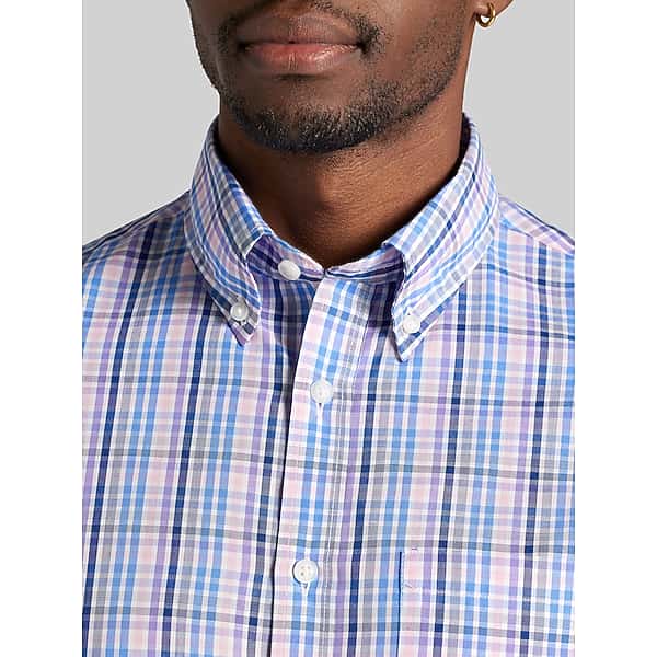 Wilke-Rodriguez Big & Tall Men's Modern Fit Plaid Button Up Shirt Purple - Size: XLT