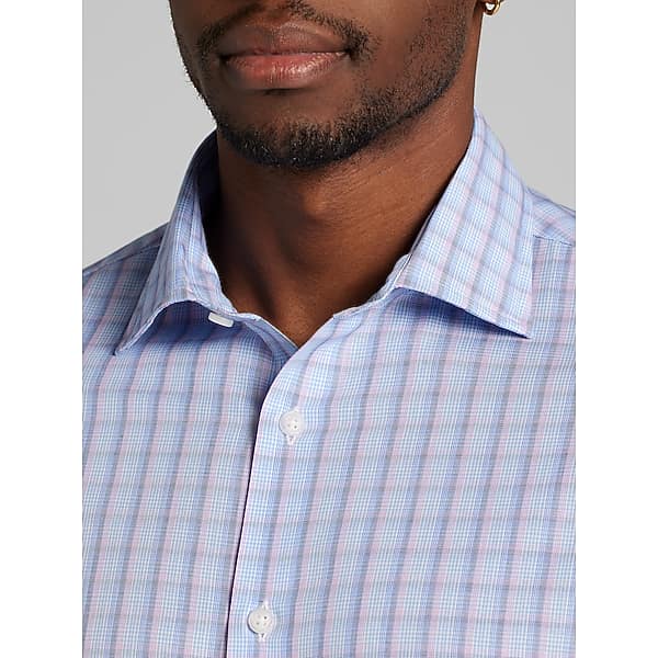 Wilke-Rodriguez Big & Tall Men's Modern Fit Plaid Button Up Shirt Puple - Size: 2XLT
