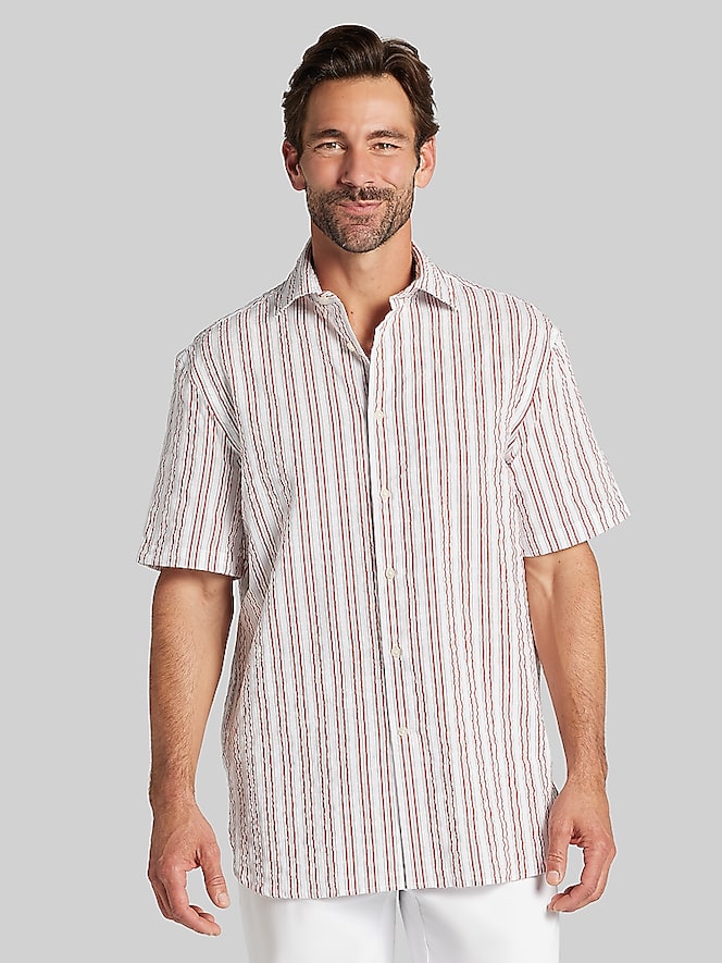 Joseph Abboud Classic Fit Cotton Blend Short Sleeve Button Up Shirt