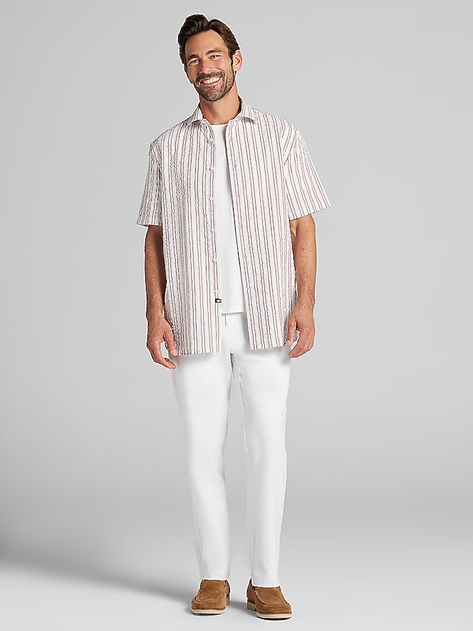 Joseph Abboud Classic Fit Cotton Blend Short Sleeve Button Up Shirt