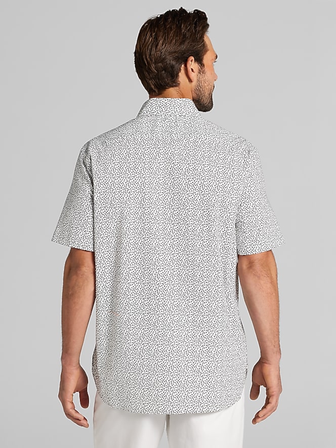 Joseph Abboud Classic Fit Cotton Blend Short Sleeve Button Up Shirt, White/Black - Image 4 of 4