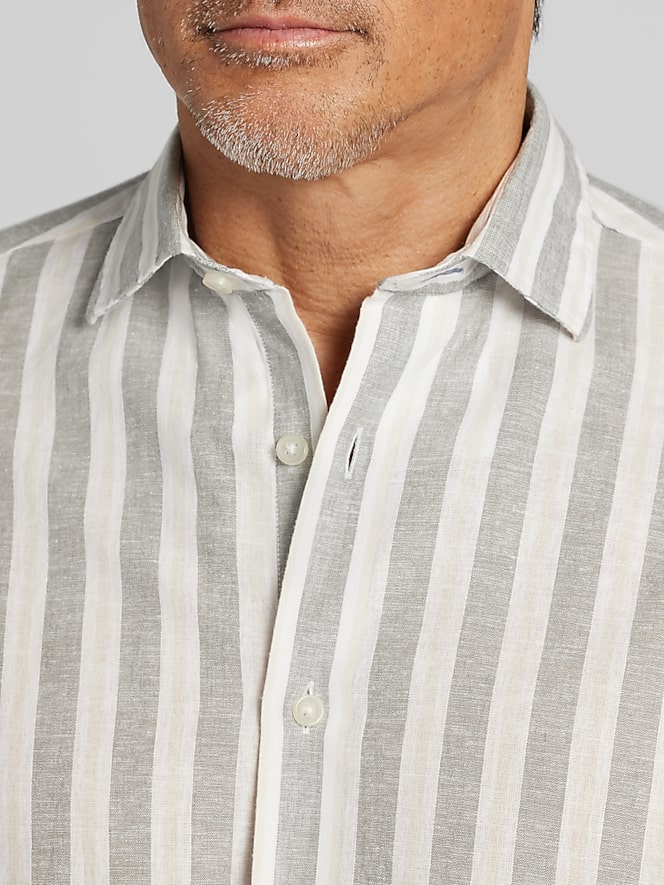 Joseph Abboud Modern Fit Cotton Blend Short Sleeve Button Up Shirt, Green - Image 2 of 4