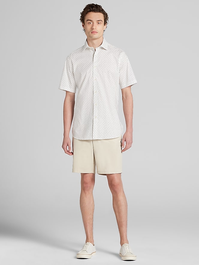 Joseph Abboud Modern Fit Cotton Blend Short Sleeve Button Up Shirt