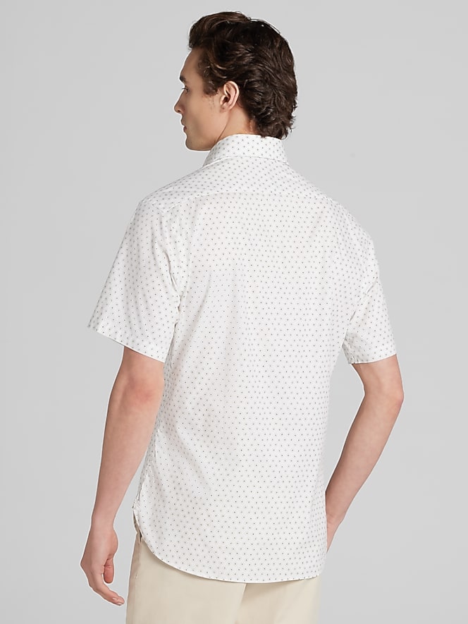 Joseph Abboud Modern Fit Cotton Blend Short Sleeve Button Up Shirt