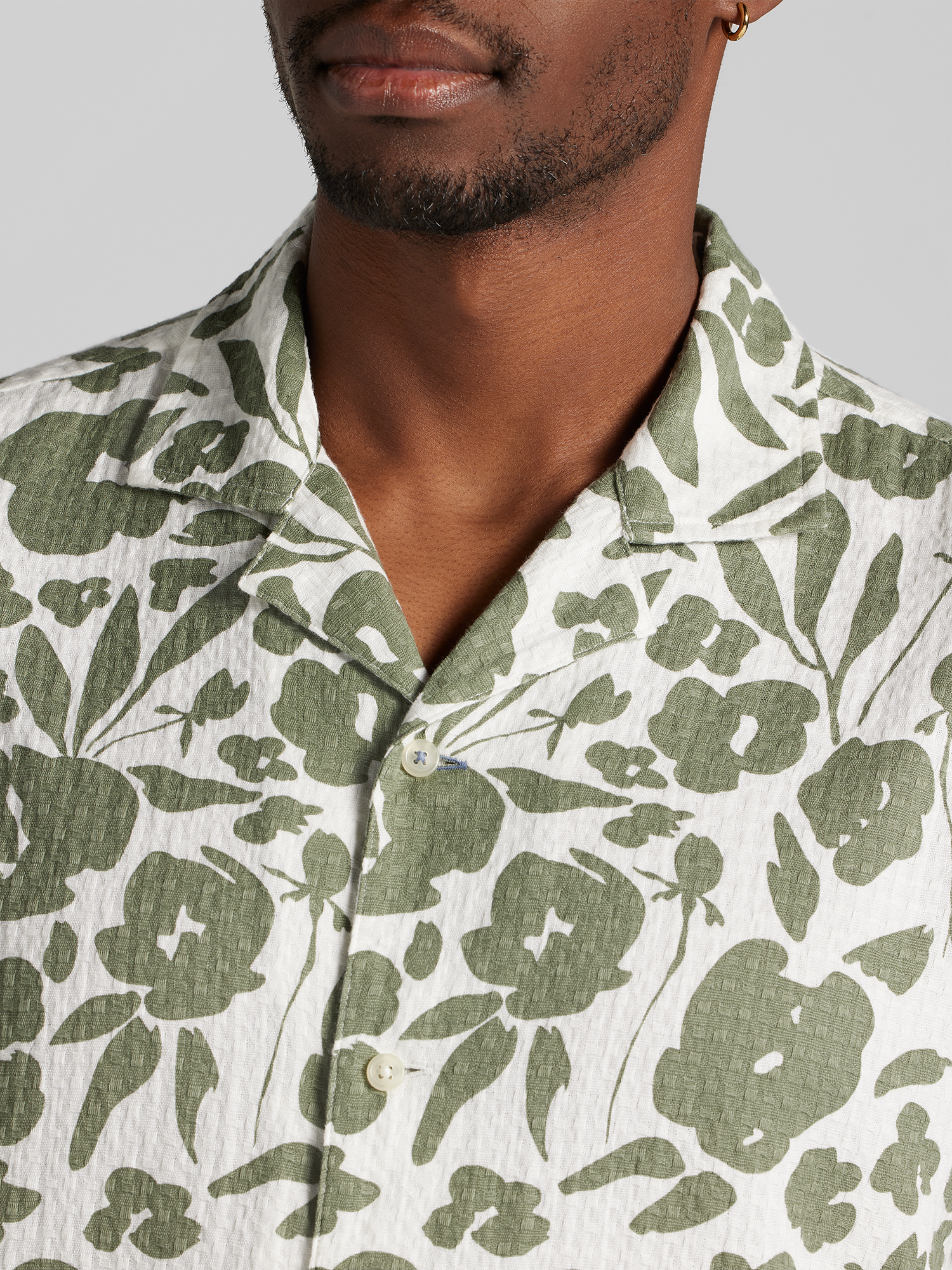 Modern Fit 100% Cotton Floral Camp Shirt