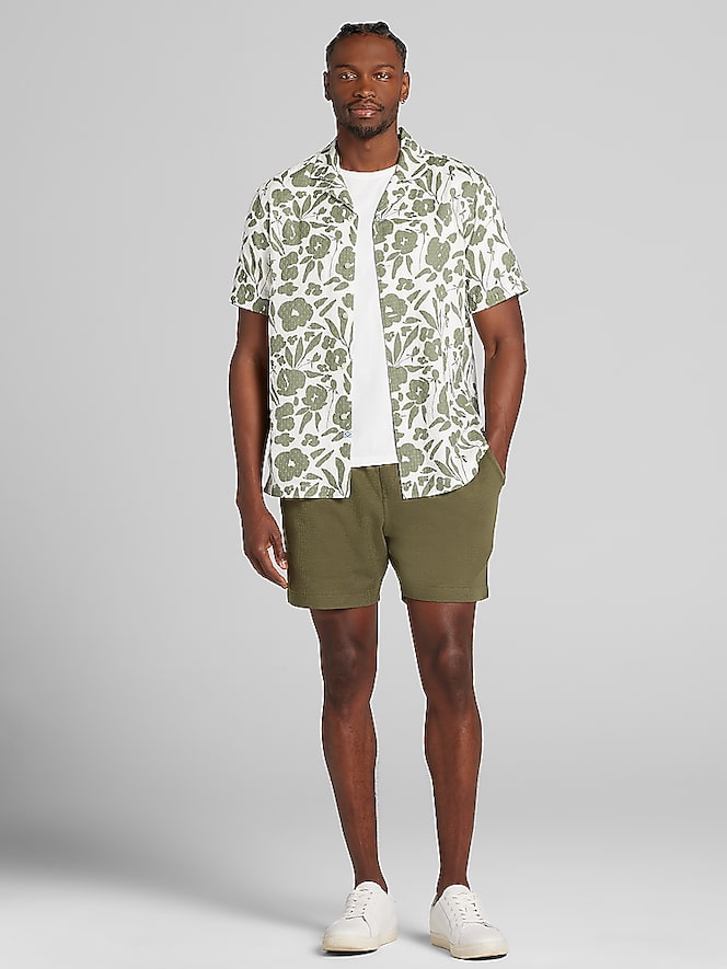 Joseph Abboud Modern Fit 100% Cotton Floral Camp Shirt