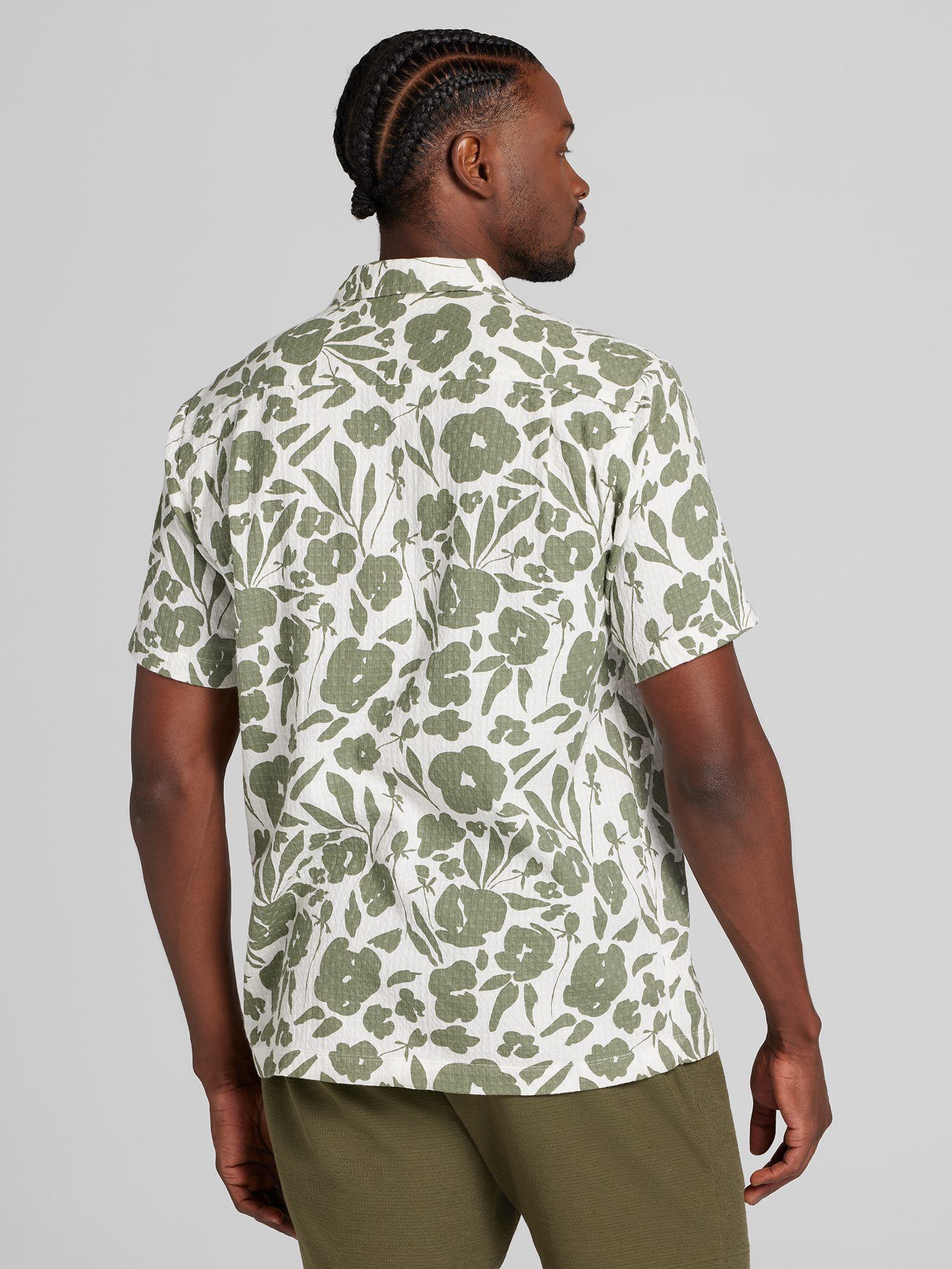 Modern Fit 100% Cotton Floral Camp Shirt